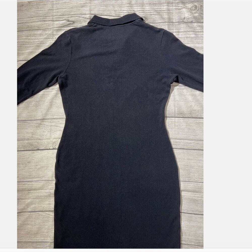 Ralph Lauren Polo Maxi Navy Long Sleeve Maxi Wool Cotton Banner Crest Dress M - Picture 7 of 9